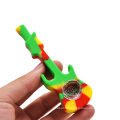 Guitar shape design silicone weed smoking pipe tobacco colorful weed pipe with glass bowl smoking accessories